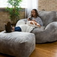 thumbnail image 4 of Big Joe Nestle Bean Bag Sofa Ottoman, Cement Blazer, Vegan Leather, 4 of 8