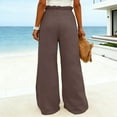 thumbnail image 3 of POIUYTR Women Cotton Linen Pants Casual Ruffle Elastic Waist Wide Leg Palazzo Pants Trendy Loose Soft Comfy Spring Summer Trousers, 3 of 6