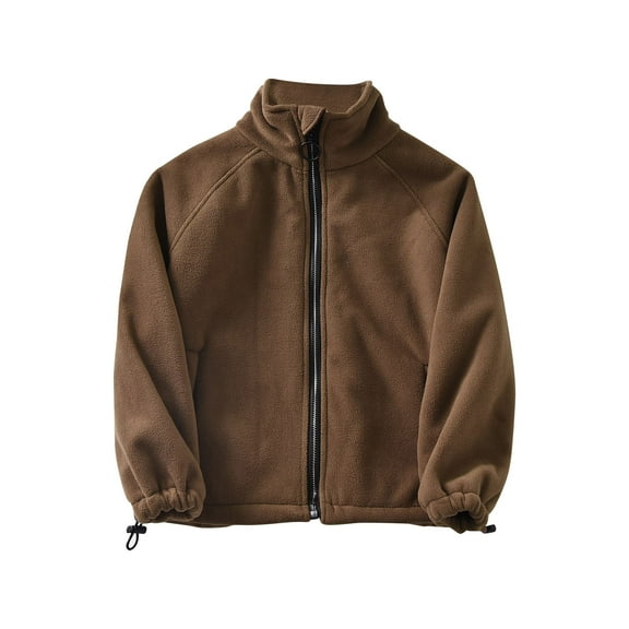 Fesfesfes Big Girls Fleece Jacket Thick Plush Coat Tween Boys Outwear Slim Fit Zipper Windproof And Warm Jacket Coat Saving