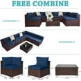 thumbnail image 3 of RoyalCraft 7 Pieces Outdoor Patio Furniture Set,Outdoor Wicker Sectional Sofa with Waterproof Cover,Blue and Beige Cushions Cover with Strip and Zippers,Blue, 3 of 8