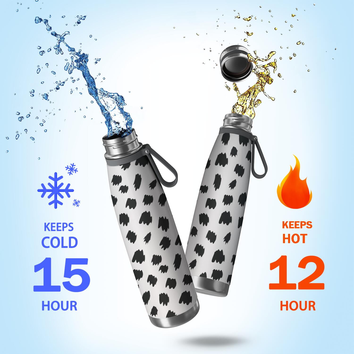 29oz Insulated Water Bottle with Tea Infuser, Stainless Steel Travel Mug, Animal Leopard Print