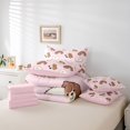 thumbnail image 6 of Homewish Cartoon Puppy Dog 7pcs Bedding Comforter Set,Kawaii Dog Paw Queen Bedding Sets,Pink Brown Queen Sheet Sets For Girl Kids,Breathable Home Decor Reversible, 6 of 8