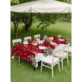 thumbnail image 3 of Outdoor Tablecloth with Umbrella Hole and Zipper, Christmas Snowman Rectangle Table Cloth 54x80 Inch Waterproof Tablecloth, Winter Xmas Trees Snowflakes Red Picnic Table Cover for Patio Camping, 3 of 7