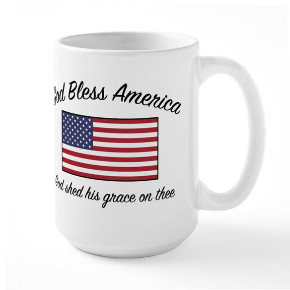 CafePress - God Bless America Mugs - 15 oz Ceramic Large White Novelty Mug