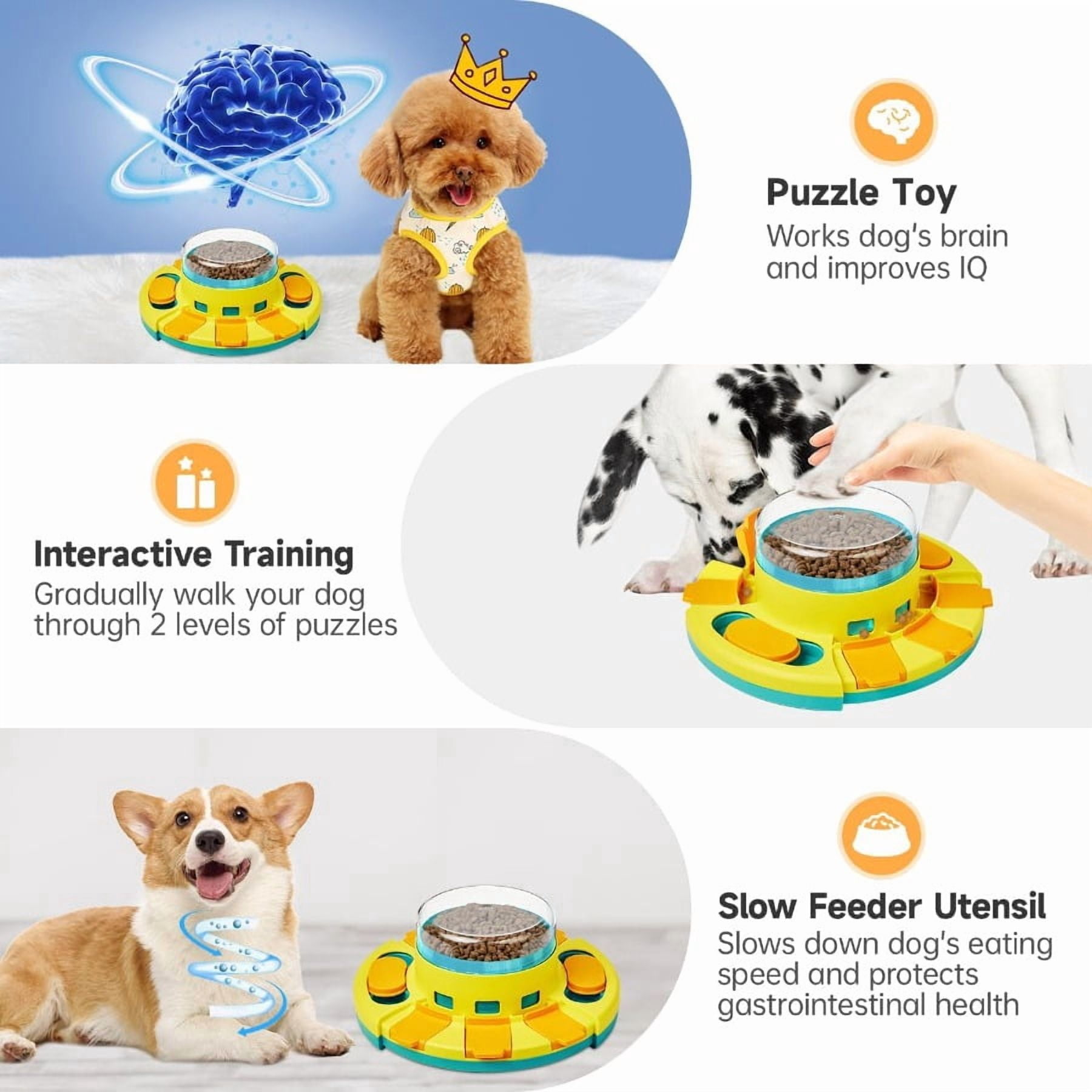 Double-Layer Dog Puzzle Toy, Interactive Mental Stimulation Slow Feeder, Non-Slip Puppy Treat Dispensing Toy, Durable Enrichment Brain Game Toy Relieves Boredom, Suitable for Small Medium Large Dog B