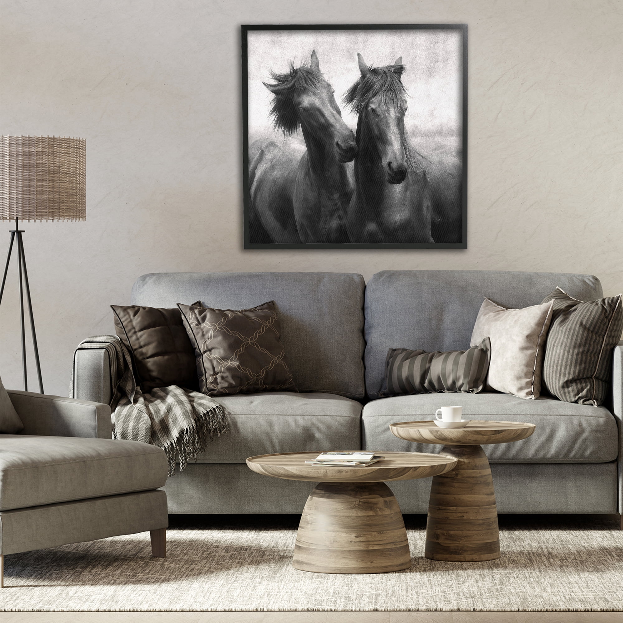 Stupell Industries Short Haired Horse Pair Black Framed Giclee Art, design by Lars Van de Goor