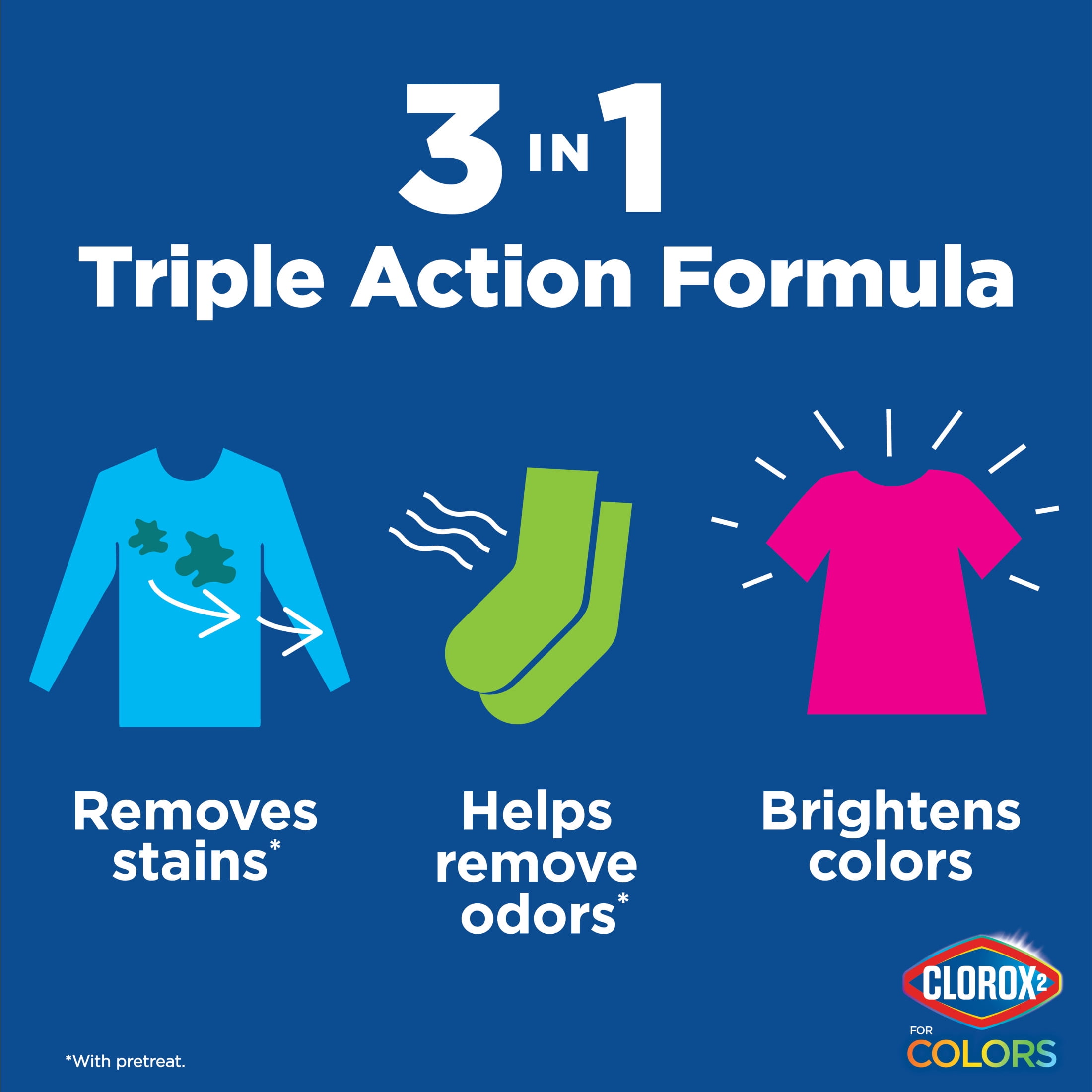 Clorox 2 for Colors Laundry Stain Remover and Color Booster Pods, Regular, 25.4 oz, 40 Count