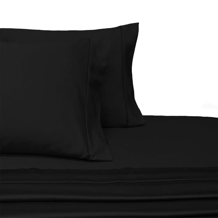 Luxury 100% Cotton 600 Thread Count Sheets Solid Olympic Queen Size Bed  Sheets Sets -Black