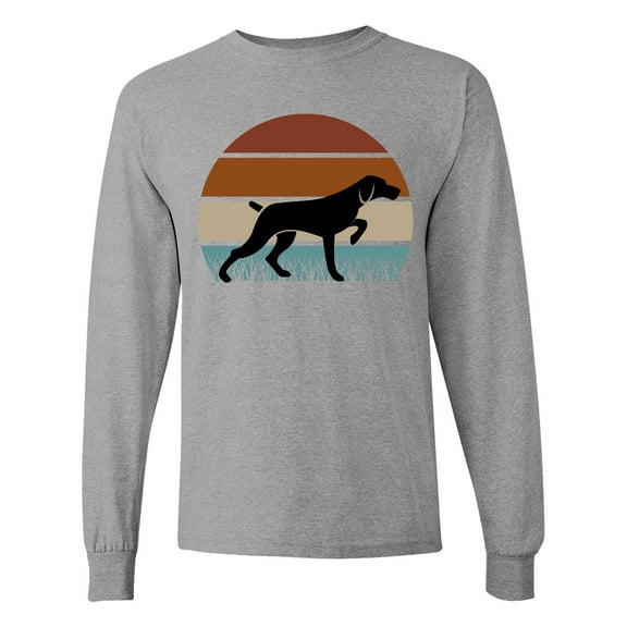 Inktastic Hunting Dog Retro Sunset Long Sleeve T-Shirt