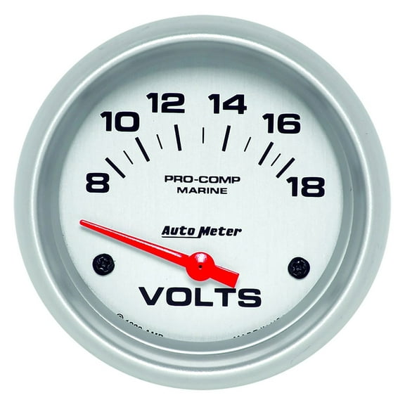 Auto Meter 200757-33 - Marine 2.62" Silver In-Dash Mount Voltmeter Gauge