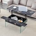 thumbnail image 3 of Multifunctional Lift Top Coffee Table -Black Marble Pattern, Essential for Modern Homes.Tempered Glass Legs,Multiple Color Options,Lift Top Feature.Perfectly Fitting Into Both Living Rooms And Office, 3 of 12