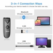 Eyoyo 1D 2D QR Code Barcode Scanner, Portable Mini Reader with 2.4G Wireless/Bluetooth/USB Wired ,Compatible with iPad, Phone, Android, Tablet PC