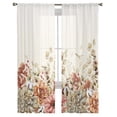 thumbnail image 7 of Sheer Curtains 72 inches Long, Country Style Dahlia Floral Eucalyptus Beige Texture Light Filtering Sheer Window Curtains Rod Pocket Voile Drapes for Bedroom Living Room, 52"W x 72"L 2 Panels, 7 of 7