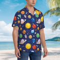 thumbnail image 5 of Haiem Space Planet Printed Hawaiian Shirt for Men - Men’s Casual Beach Summer Shirts - Stretch Fabric with Modern Fit-Large, 5 of 9