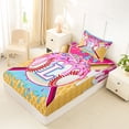 thumbnail image 4 of Erosebridal Ice Cream Baseball Print Twin Sheet Sets 3pcs For Kids,Boys Sport Theme Personalized Initial L Bedding, 4 of 5