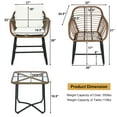 thumbnail image 5 of Costway 3PCS Patio Rattan Bistro Set Cushioned Chair Glass Table Deck White, 5 of 12