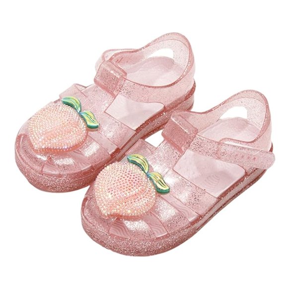 Toddler Girls Jelly Sandals Closed Toe Water Beach Summer Shoes Soft Rubber Sole Mary Jane Dress Shoes Princess Flat
