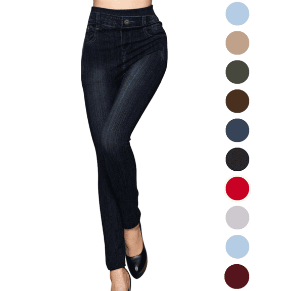 Tawop Jeggings for Women High Rise High Strechy Jeans Style Pants Elastic Waisted Tight Slim Fit Pull on Womens Pants