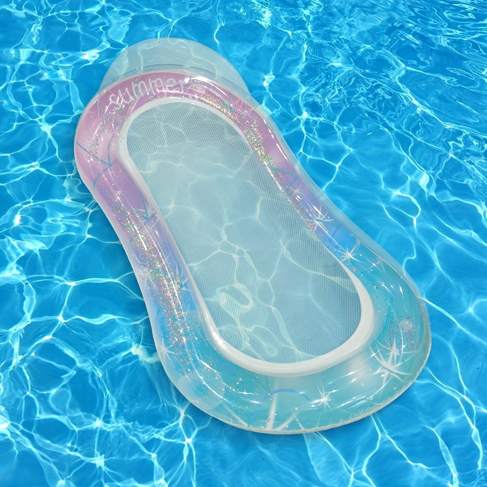 Inflatable Adult Pool Lounger Float Boat, Large Beach Sunbathing Raft and Float, High Aesthetic Pool Tube, Gradient Orange Powder