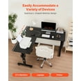 thumbnail image 3 of VEVOR L Shaped Desk, Electric Adjustable Height Corner Gaming Desk with Dual Hooks and Wheels, Heavy Duty Carbon Steel L-Shaped Computer Table with Power Strip for Home Office, Easy to Assemble, 3 of 9