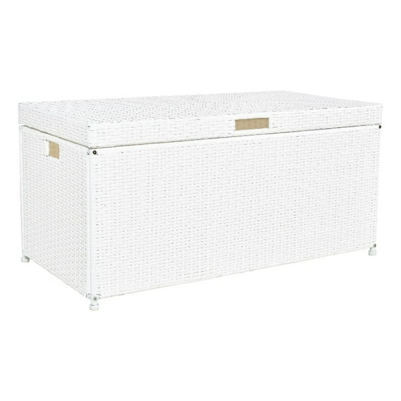 Jeco Wicker Patio Storage Deck Box in White
