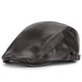 thumbnail image 1 of Boina informal de cuero sólido para hombre, estilo antiguo, combina con todo, ideal para parejas, de rayón., 1 of 4