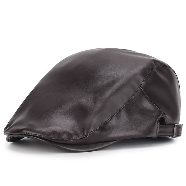 Boina informal de cuero sólido para hombre, estilo antiguo, combina con todo, ideal para parejas, de rayón.