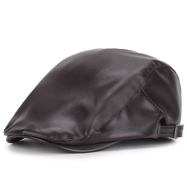 Boina informal de cuero sólido para hombre, estilo antiguo, combina con todo, ideal para parejas, de rayón.