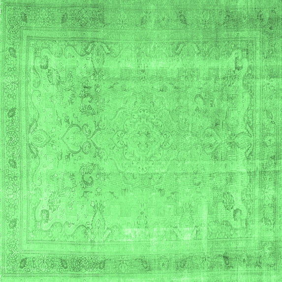 Ahgly Company Indoor Square Persian Emerald Green Traditional Area Rugs, 3' Square