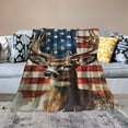 thumbnail image 2 of Orinice Deer Blanket for Men Kids Women  Deer Blankets Gifts, American Flag Deer Throw Blanket for Sofa Couch Bed Living Room Soft Warm Cozy Deer Decor  50x60in, 2 of 6
