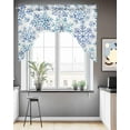 thumbnail image 3 of Blue Snowflake Christmas Kitchen Curtains Swag Valance for Windows/Bathroom/Cafe, Xmas Winter Snowflake Rod Pocket Drape Panel Swag Curtains Valance for Bedroom/Living Room 56"x36", 3 of 6