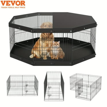 8 Panels Foldable Metal Dog Playpen with Cover and Pad