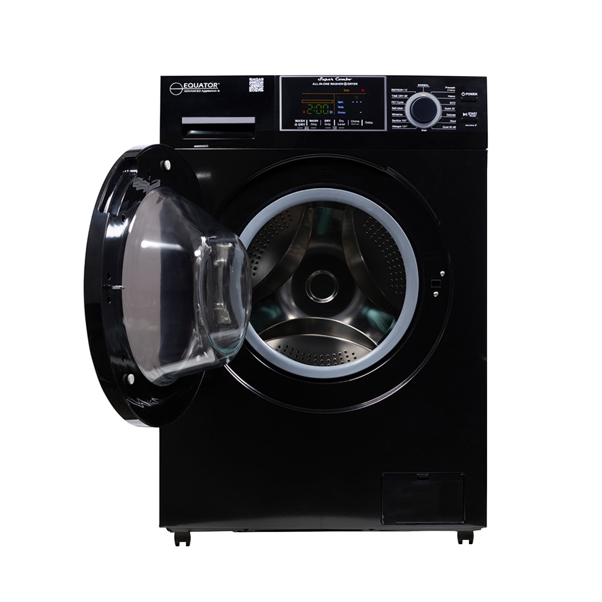 Equator All-in-One Washer Dryer VENTLESS/VENTED PET 1.62cf/15lbs+Portability Kit	Black