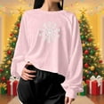 thumbnail image 2 of Craaazy Christmas T-Shirts For Women Funny Christmas Printed Casual Round Neck Long Sleeved Pullover Crop Tops Womens Tops, 2 of 6