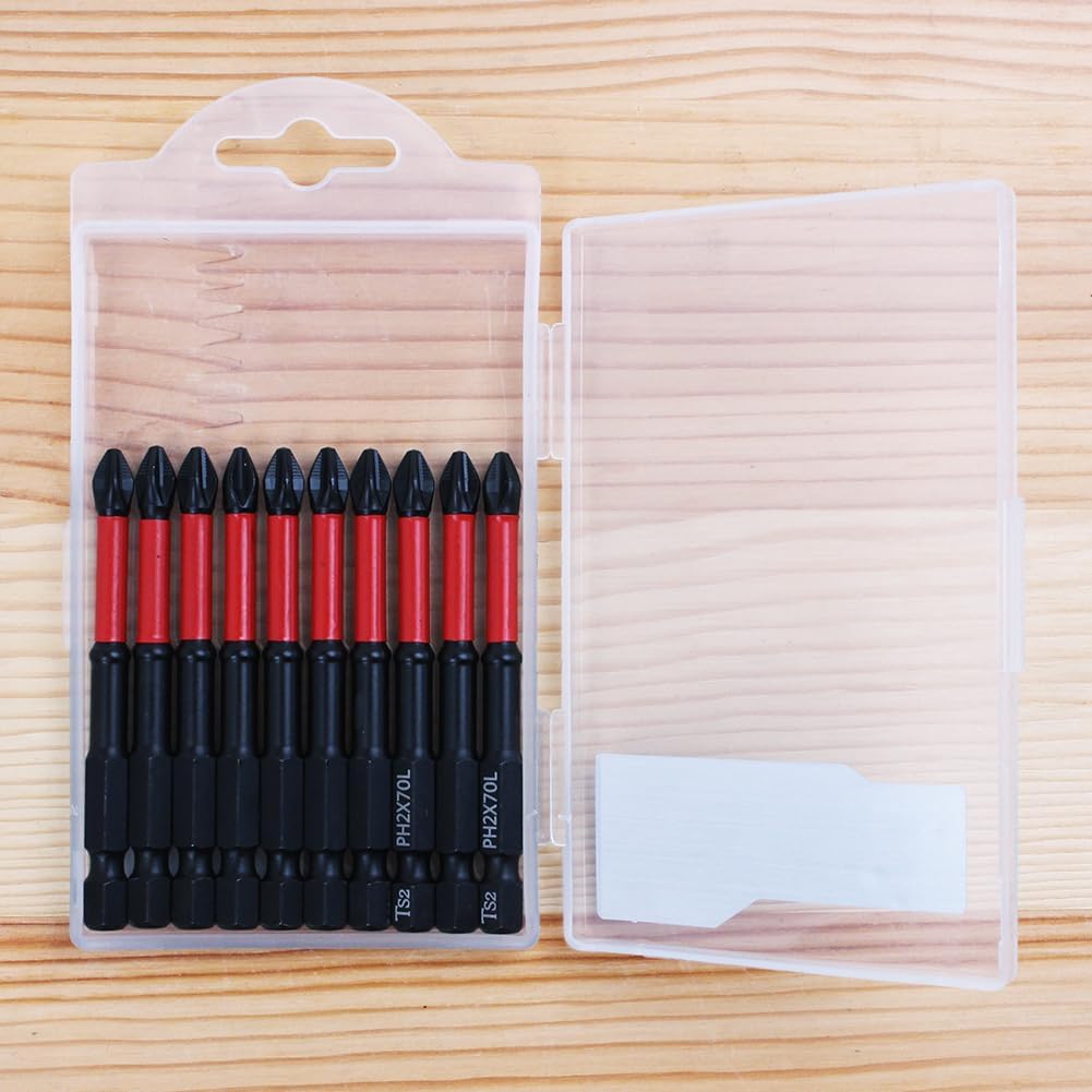 FRKSMD-10 Pack Phillips PH2 Magnetic Anti Slip Screwdriver Bit Set 2-3/4" L TS2 Anti-Slip Long Drill Bits Impact Driver Bits