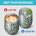 thumbnail image 4 of 12oz Stemless Wine Tumblers Green and Dark Green Giraffe Pattern Vacuum Insulated Stainless Steel Travel Tumbler Cups Mug with Lid and Straw for Champaign,Cocktail,Beer with Cleaning Brush, 4 of 5