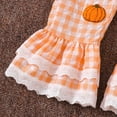 thumbnail image 6 of Baby Girl Halloween Outfit Toddler Overalls Pumpkin/Ghost Embroidery Romper Flared Suspender Pants for Girls, 6 of 7