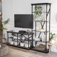 thumbnail image 5 of Furniture of America Drewden Metal 2pc Console Table and Bookcase Set in Gray, 5 of 7