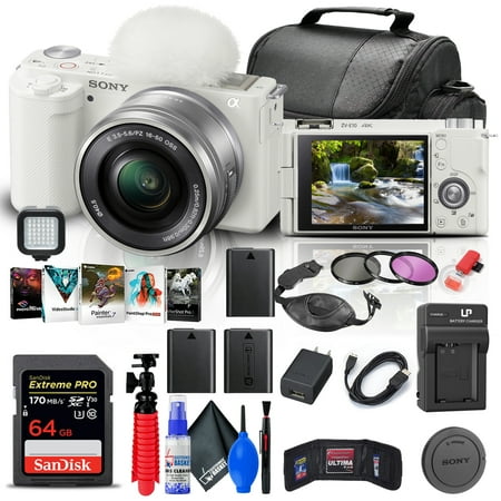Sony ZV-E10 Mirrorless Camera W/ 16-50mm Lens + 64GB Memory Card + Filter + More