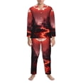 thumbnail image 3 of Naloa Red Moon Lava Men’s Pajamas Set - Long Sleeve Button Down Sleep Shirt and Pajama Bottoms Sleepwear Set-Medium, 3 of 7