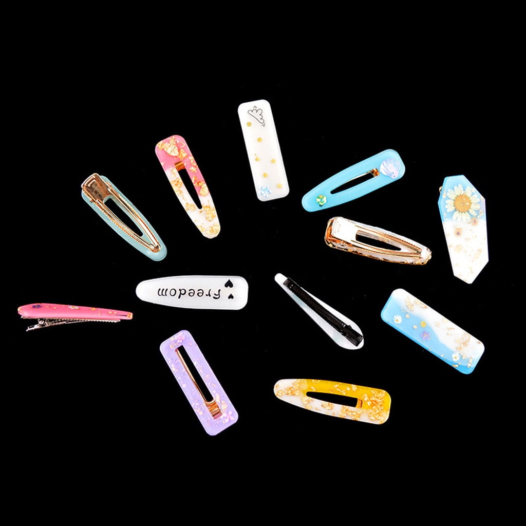 WINDLAND Leaves Hair Pin Mold Silicone Resin Epoxy Barrette Mold Agate Crystal Epoxy Mould for Crafts Making Accessories