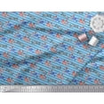 thumbnail image 3 of Soimoi Blue Rayon Fabric Stripe & Love Text Print Fabric by Yard 58 Inch Wide, 3 of 5