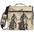 thumbnail image 2 of Zipper Binder with Shoulder Strap 2 inch 3 Ring Waterproof File Folder Organizer Bag 500 Sheet Vintage Cowboy Illustration, 2 of 8