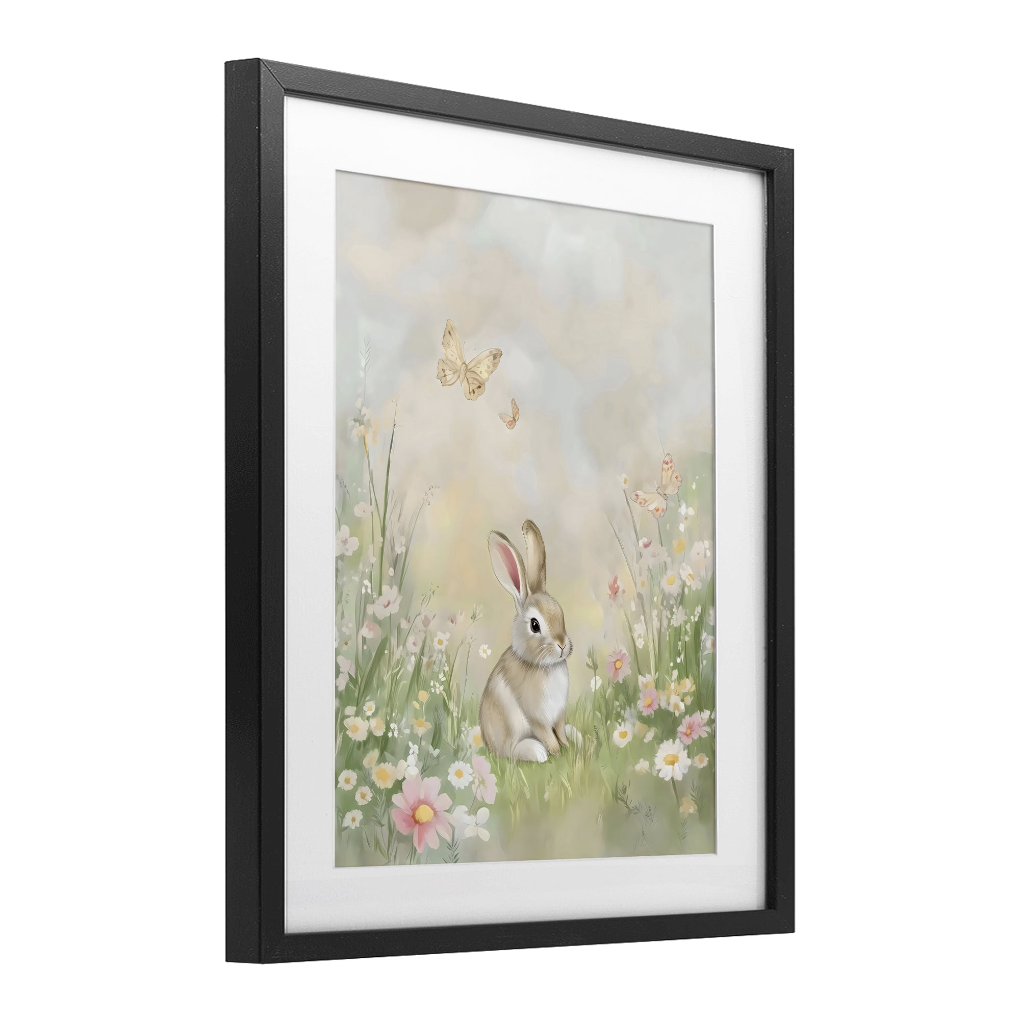 Stupell Industries Nursery Bunny in Meadow Black Framed Print Under Glass, design by Arlington Prints