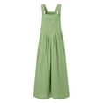 thumbnail image 5 of Dazajoo Spaghetti Strap Jumpsuit for Women 2024 Summer Cotton Linen Solid Color Loose Fit Rompers Dressy Fashion Sleeveless Wide Leg Long Pants with Pockets,Green,S, 5 of 6