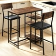 thumbnail image 2 of Ktaxon 3 Pieces Dining Table Set for 2, Counter Height Bar Table Set with Storage Shelves and Padded Chairs for Dining Room, Kitchen, Rustic Brown, 2 of 7