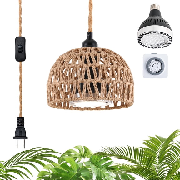 Hanging Full Spectrum Plant Grow Light with Timer and 15FT Cord, 30W Pendant for Indoor Plants, Garden, Greenhouse (4000K)