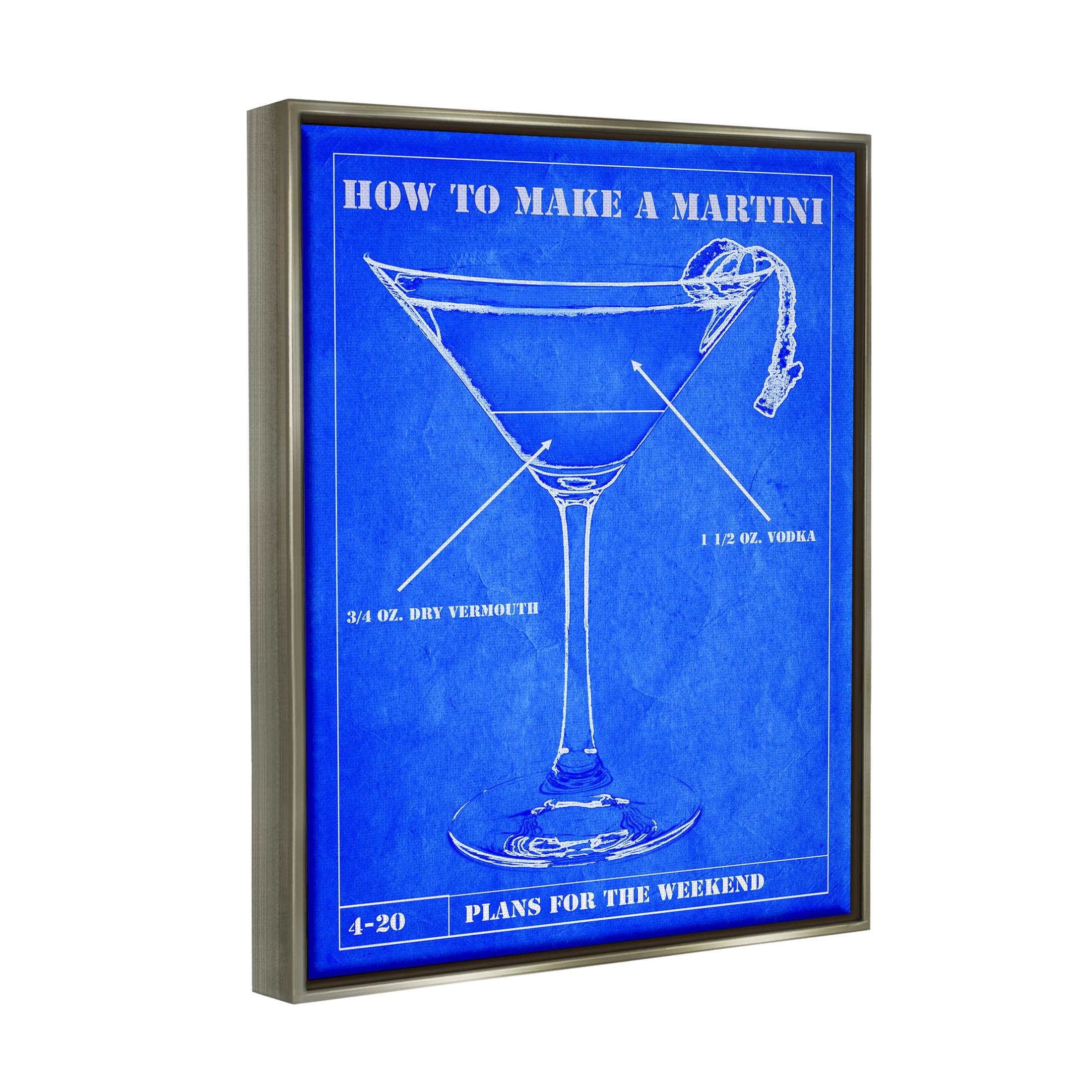 Stupell Industries How To Make Martini Diagram Graphic Art Luster Gray Floating Framed Canvas Print Wall Art, Design by Marcus Jules
