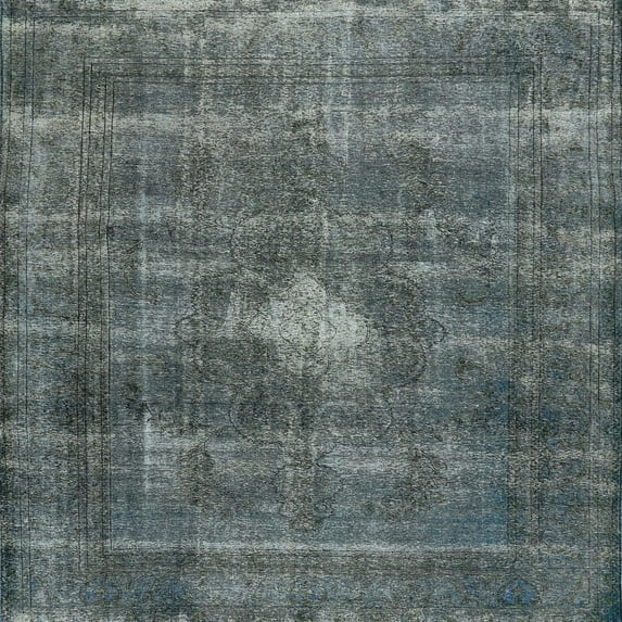 Ahgly Company Machine Washable Indoor Square Industrial Modern Light Slate Gray Area Rugs, 8' Square