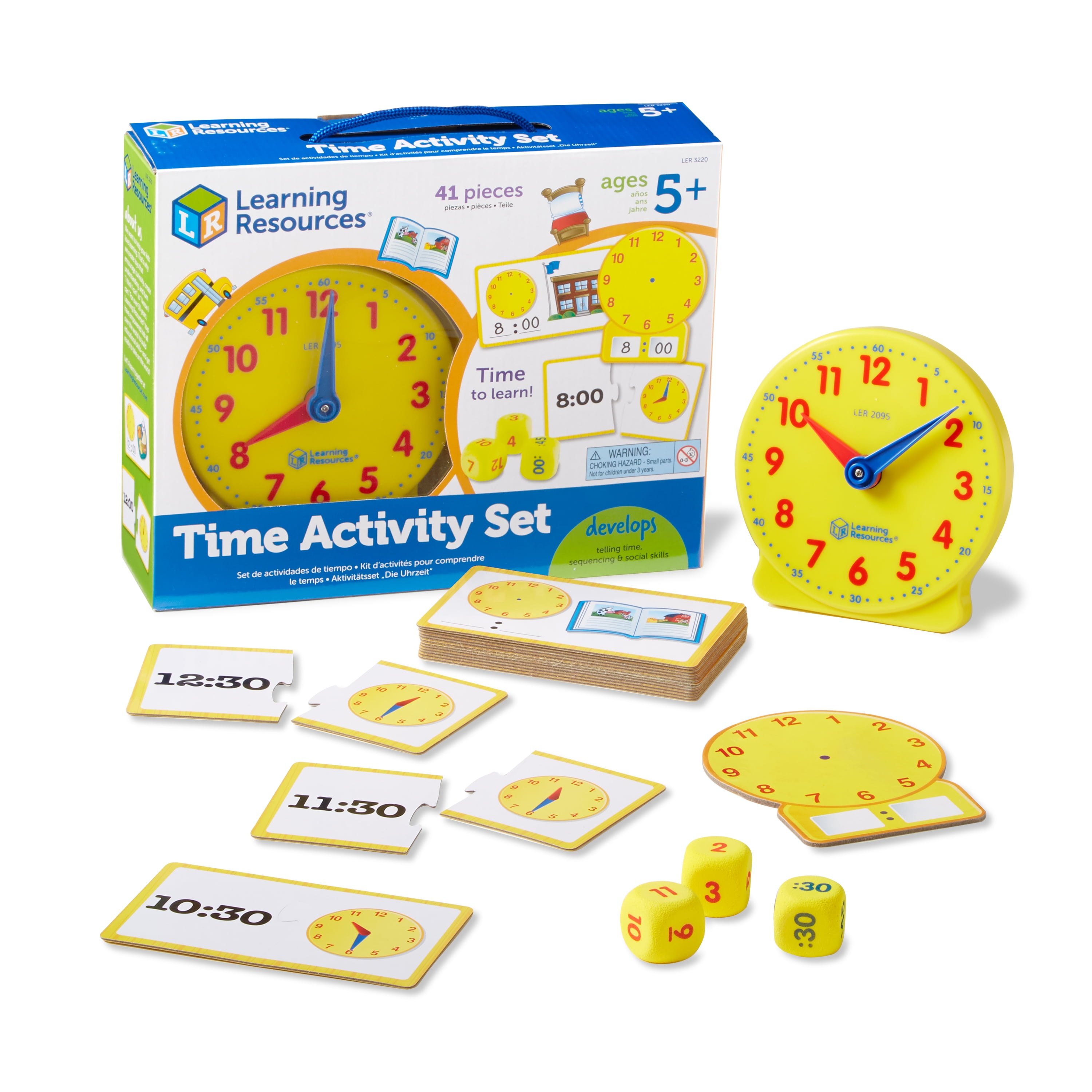 Sturdy Wooden Construction Develop Time-Telling Skills Early Learning Educational Toy for Toddler for Girls and Boys Wooden Time Teaching Clock Developmental Toy